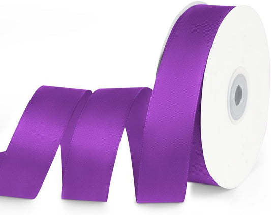1" x 50 Yards Satin Ribbon - Purple Silk Ribbon with Spool - Ideal for Gift Wrapping, Floral Bouquets, Crafts, Wedding Party Decorations, Christmas and Sewing Projects