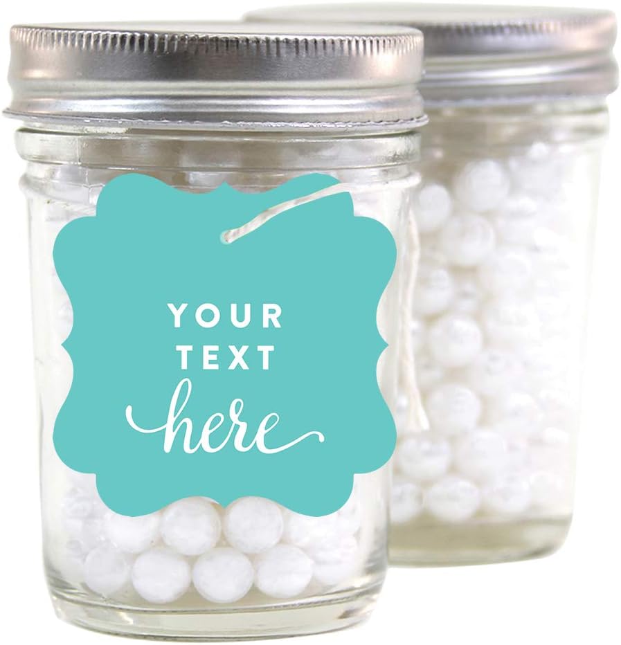 Andaz Press Fully Personalized Collection, Fancy Frame Square Gift Tags, Custom Made Any Name, Your Text Here, 24-Pack, for Presents, Gifts, Favors, Boxes, and Treat Bags