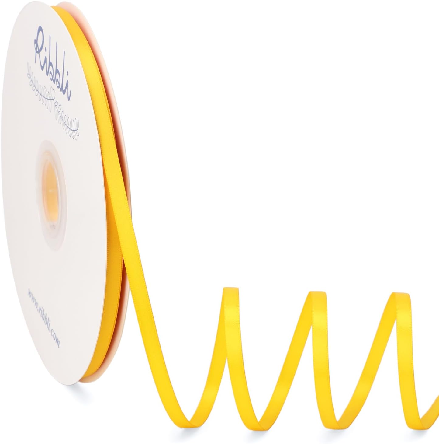 Ribbli Maize Yellow Satin Ribbon Double Faced Satin 1/4 Inch x Continuous 100 Yards-Yellow Ribbon for Gift Wrapping Crafts Wedding Decoration Bows Bouquet Floral Arrangement