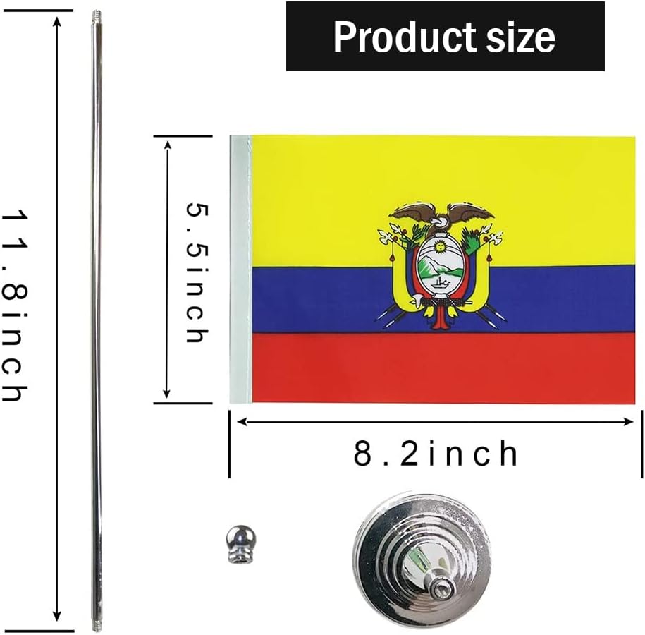 Ecuador Flag Ecuadorian Flags, Small Mini Ecuadorian Desk Flag, Used for Table Office Classroom Home Patriotic Events Decorations