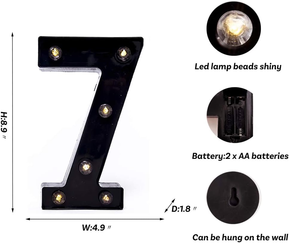 Foaky Black LED Marquee Number Lights Sign Light Up Marquee Number Lights Sign for Night Light Wedding Birthday Party Battery Powered Christmas Lamp Home Bar Decoration
