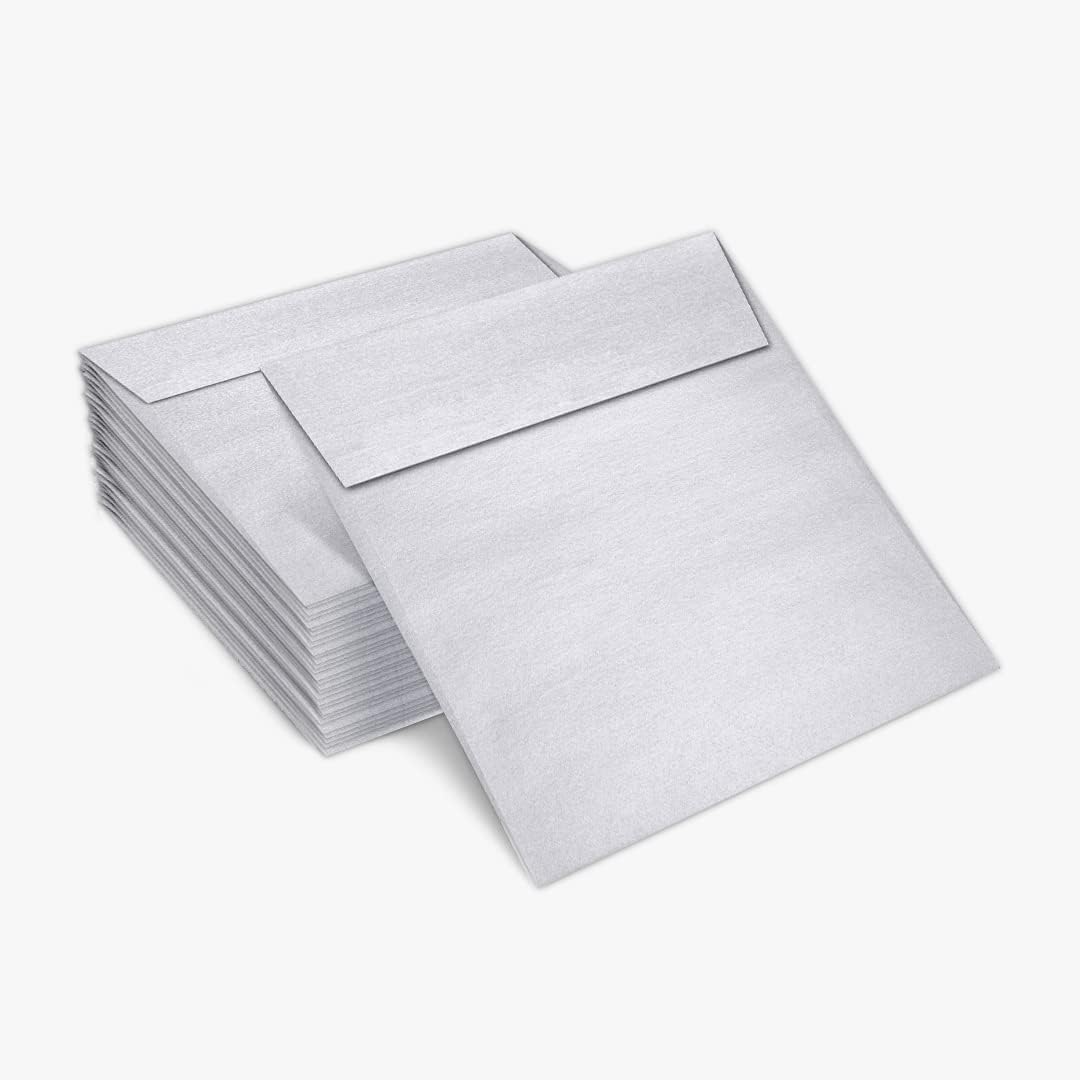 LUXPaper Square Invitation Envelopes | Peel & Press | 6" x 6" | Silver Metallic | 80lb. Text | 50 Qty