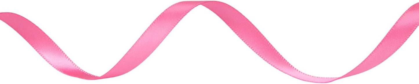 Ribbli Double Faced Hot Pink Satin Ribbon,1/4” x Continuous 25 Yards,Use for Bows Bouquet,Gift Wrapping,Floral Arrangement