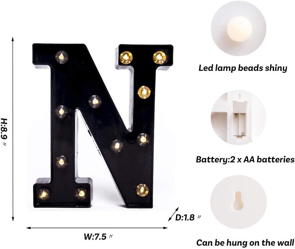 Foaky Black LED Marquee Number Lights Sign Light Up Marquee Number Lights Sign for Night Light Wedding Birthday Party Battery Powered Christmas Lamp Home Bar Decoration