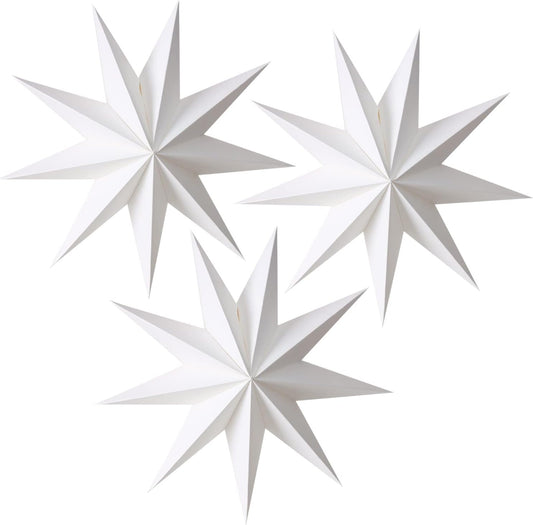 Easy Joy 3Pcs 9-Pointed Paper Star Lanterns 12 Inch Hanging Lampshade Wedding Birthday Christmas Home Party Decoration