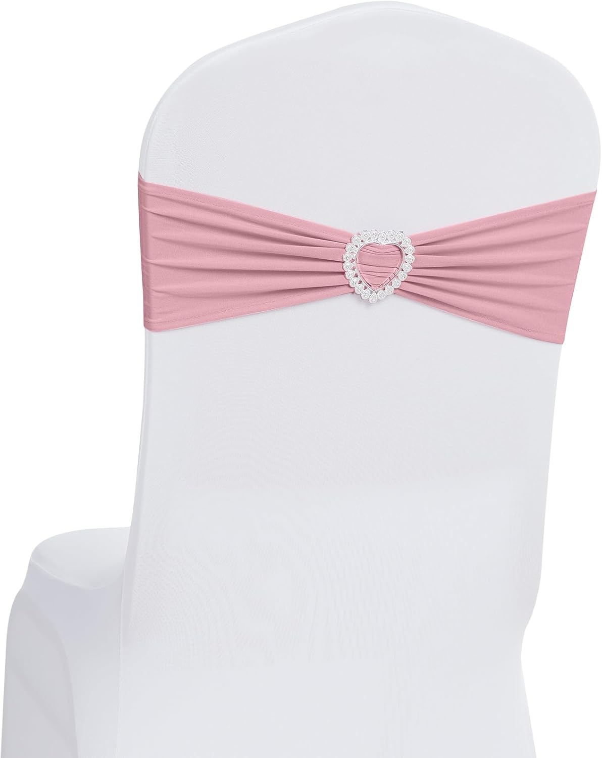 Howhic Pack of 120 Spandex Chair Sashes Bows Stretch Chair Cover Band with Buckle Slider Universal Elastic Chair Ties for Wedding Banquet Party Event Decoration (Dusty Pink)