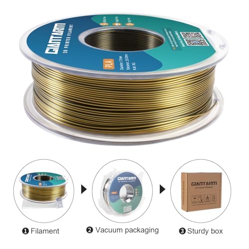 GIANTARM Dual Color PLA Filament, Silk PLA Filament 1.75mm +/-0.02mm,1KG Spool(2.2lbs) Vacuum Packaging, 3D Printing Filaments Fit Most FDM Printer