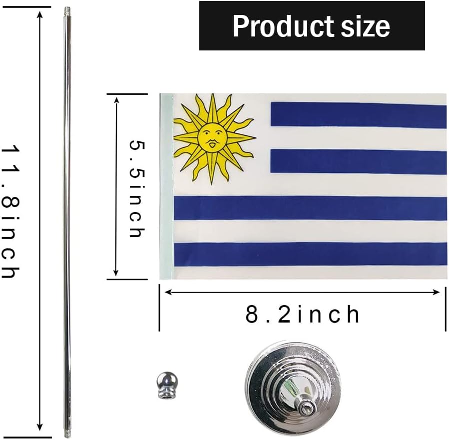 Uruguay Flag Uruguayan Flags, Small Mini Uruguayan Desk Flag, Used for Table Office Classroom Home Patriotic Events Decorations