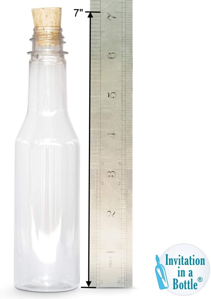 Plastic Bottles & Corks for Bottle Message Invitations, Announcements, DIY Craft, Party Favors & Sand Art - Clear Plastic (160 Bottles & Corks)