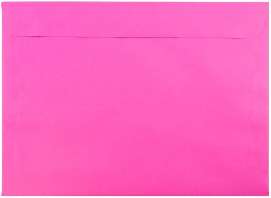 JAM PAPER 9 x 12 Booklet Colored Envelopes - Ultra Fuchsia Hot Pink - 50/Pack