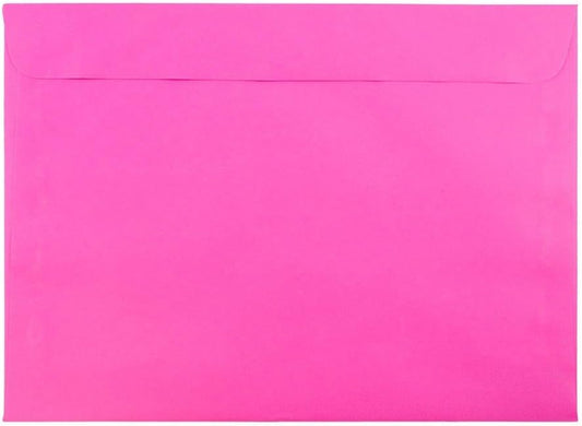 JAM PAPER 9 x 12 Booklet Colored Envelopes - Ultra Fuchsia Hot Pink - 50/Pack