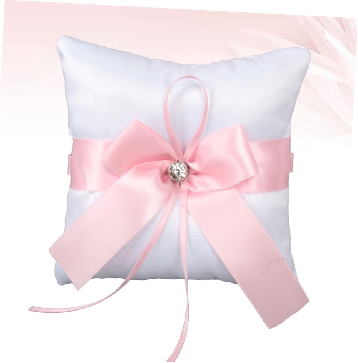 1Pc Elegant Pink Wedding Ring Pillow Cushion Square Ring Holder for Bride Fashion Party Ring Pillow for Wedding Decor