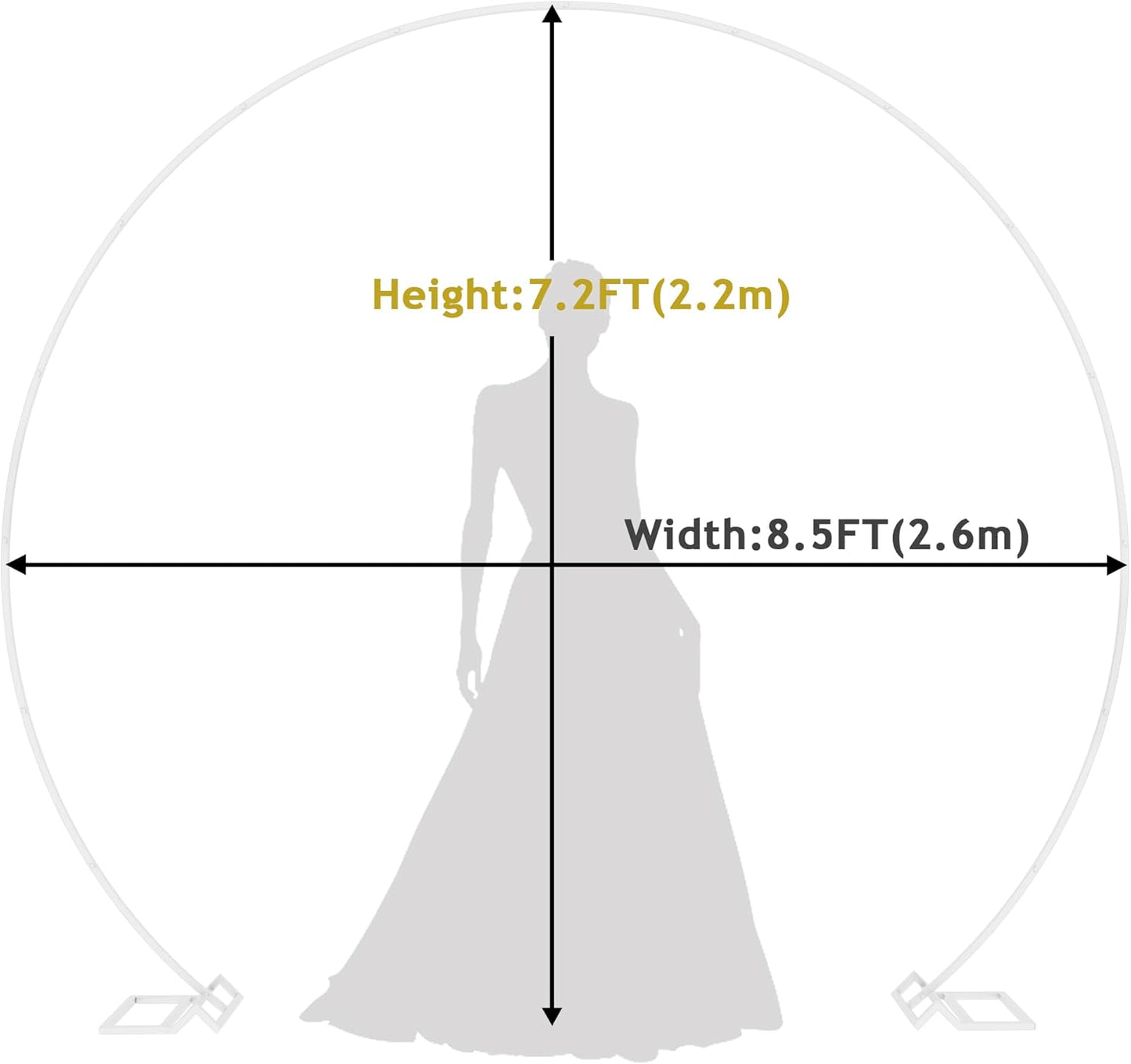 Asee'm 8.5FT White Wedding Arch Round Backdrop Stand Large Circle Metal Floral Balloon Frame for Party Anniversary Birthday Graduation Valentine Ceremony Decorations