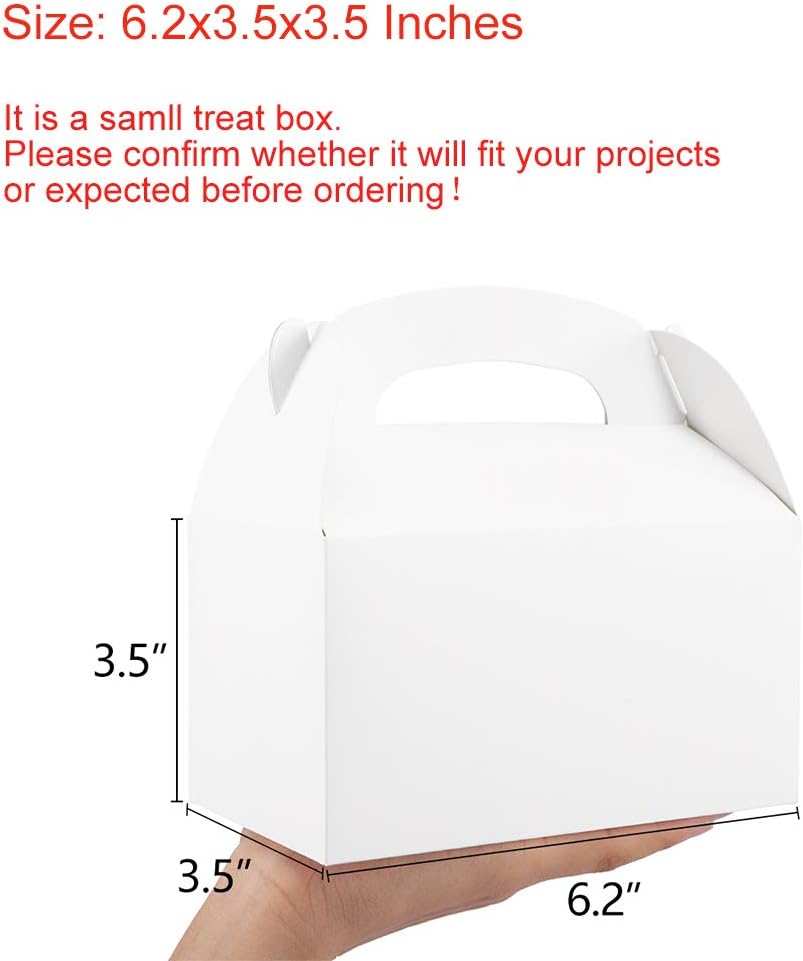 ValBox Treat Boxes 30 Pack White Paper Gable Gift Boxes - Goodies Favor Box for Kids' Birthday Party, Wedding, Baby Shower, 6.2 x 3.5 x 3.5 Inches