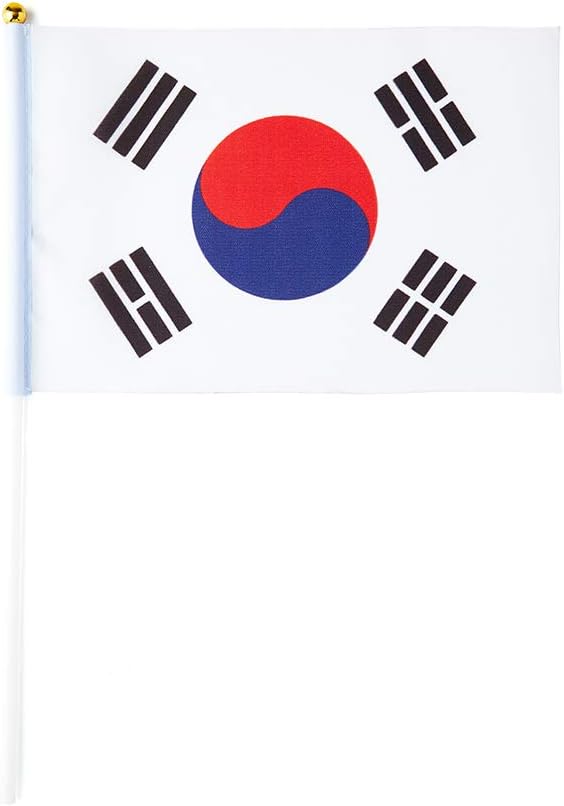 South Korea Flag South Korean Flag, Small Mini Handheld South Korea Flags on Stick, Ideal for Party Parades Sports Events Patriotic Festival Decorations