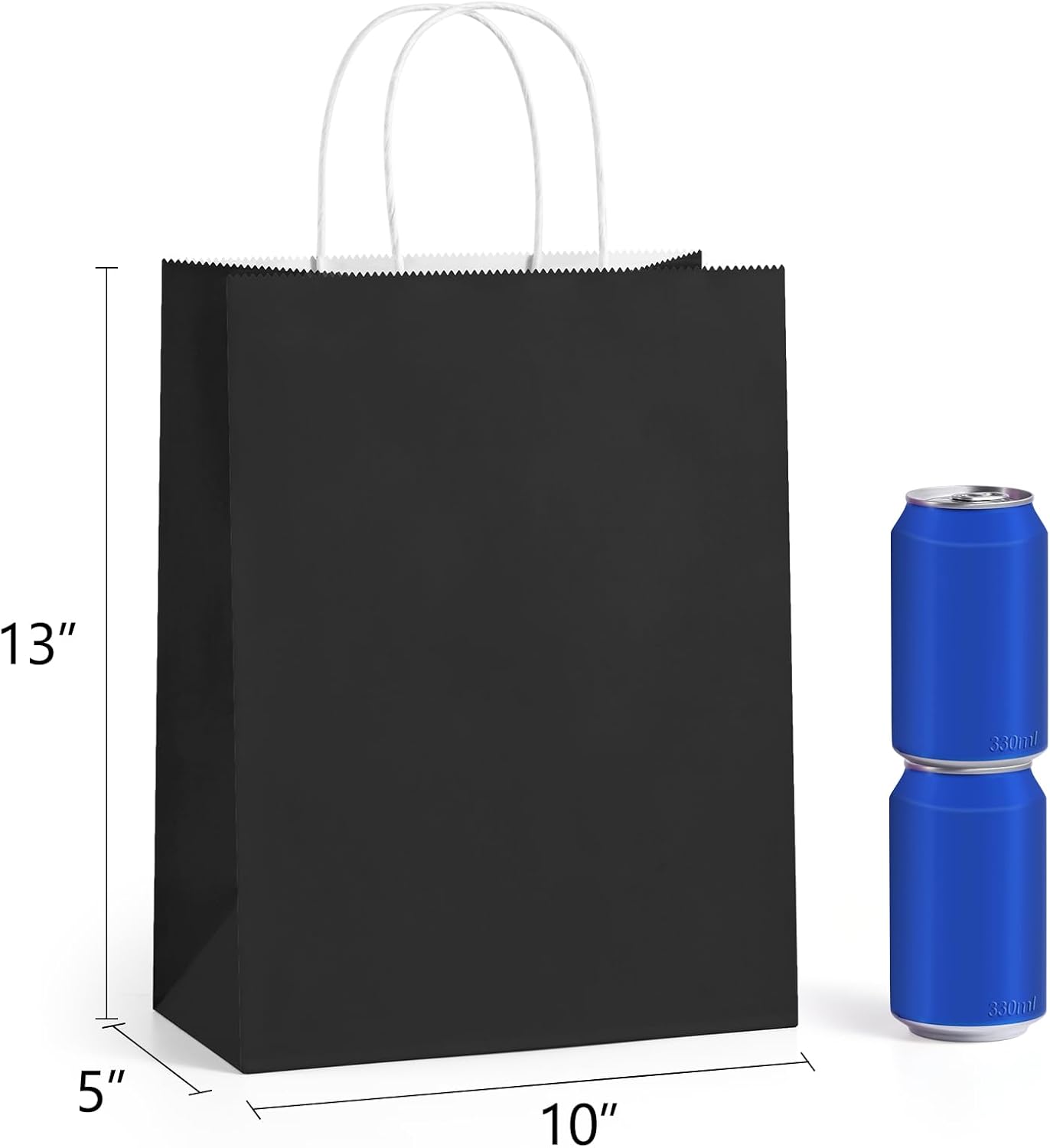 BagDream Black Paper Bags with Handles Bulk 100Pack 10x5x13 Large Gift Bags Kraft Paper Recyclable for Shopping, Merchandise, Retail, Party Favor Gift Sacks