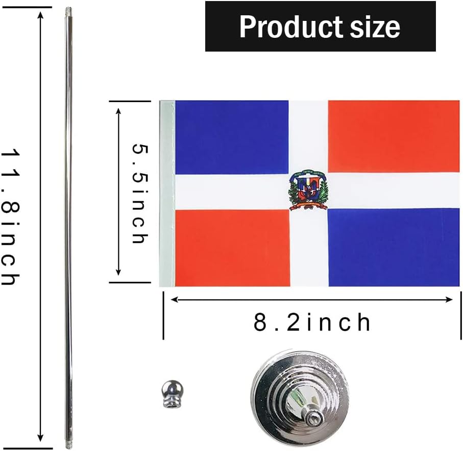Dominica Flag Dominican Flags, Small Mini Dominican Desk Flag, Used for Table Office Classroom Home Patriotic Events Decorations