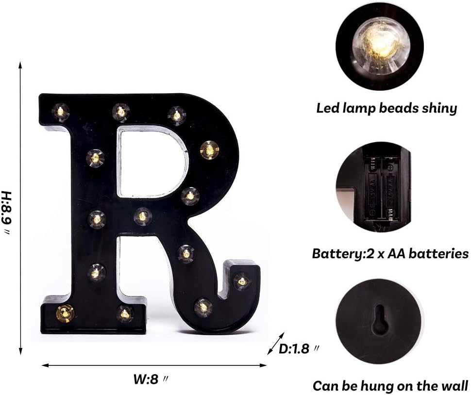 Foaky Black LED Marquee Number Lights Sign Light Up Marquee Number Lights Sign for Night Light Wedding Birthday Party Battery Powered Christmas Lamp Home Bar Decoration