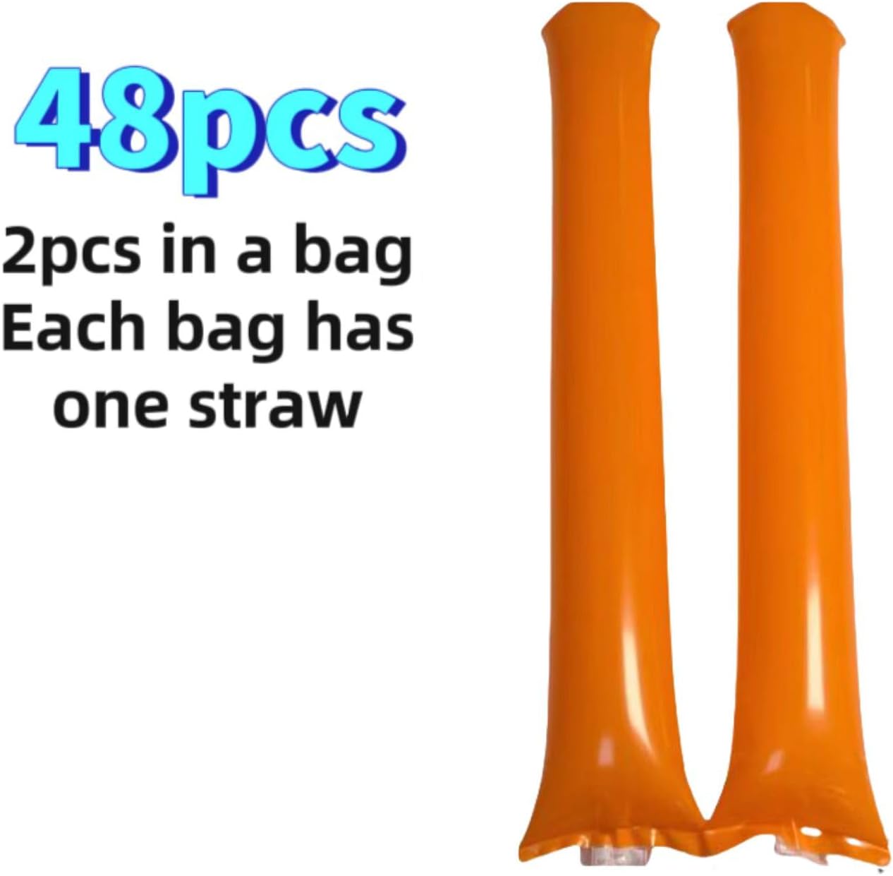 48pcs Round Head Boom Sticks Thunder Sticks Cheering Sticks Team Spirit Plastic Cheerleading Spirit Stick Clapper Inflatable Noise Maker Sports Supply (Orange)