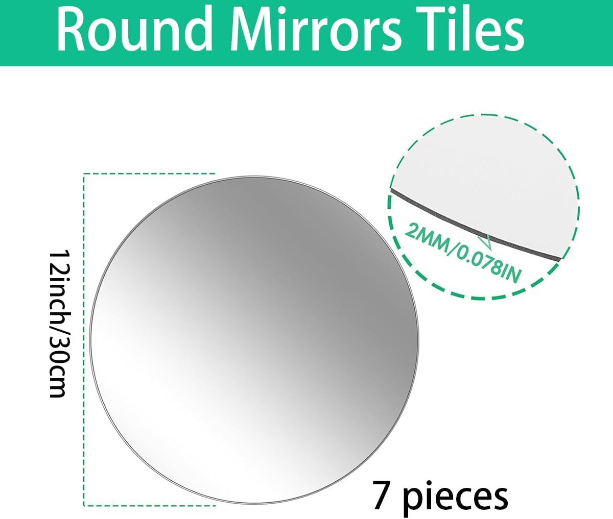 9PCS 12" Round Mirror Centerpieces for Tables Decorations, Acrylic Circle Mirror Centerpieces 2mm Mirror Tray Candle Plate Centerpiece for Wedding Table Christmas Party Decorations Wall Decor