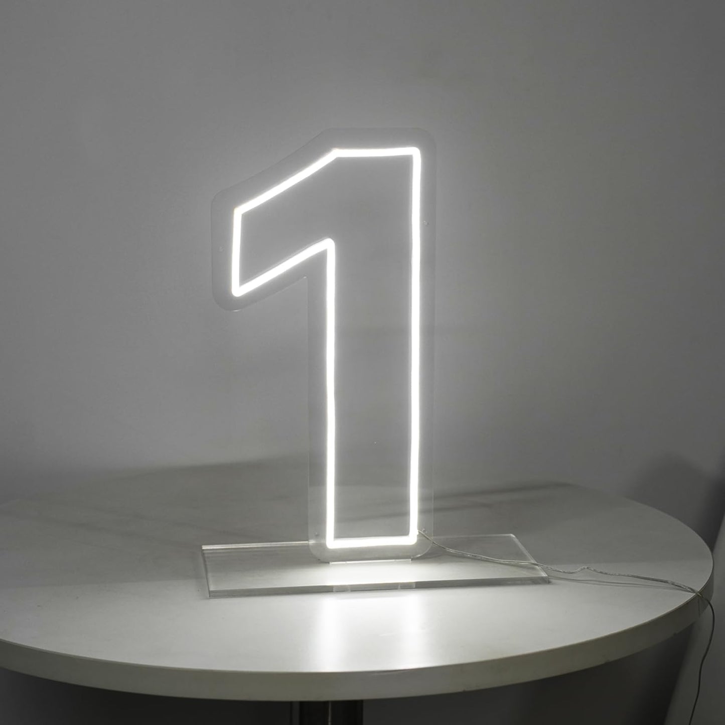 Number 1 Neon Sign for First Birthday, 16.54" Cool White USB Battery Powered One Neon Sign for Party Wedding Anniversary Decor Light Sign (Number 1)