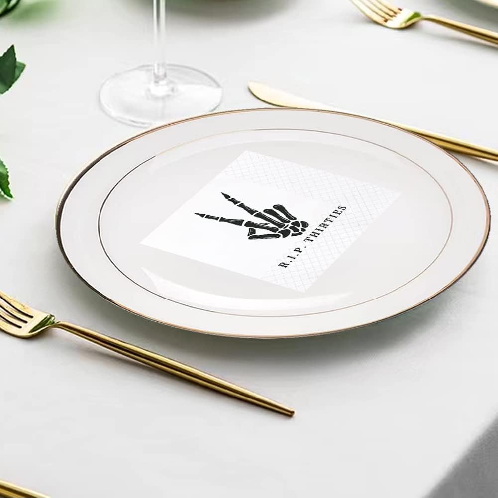 SharkBliss RIP Thirties Cocktail Napkins, 100 Pack RIP Thirties Death to My 30s Dirty 40 Birthday Paper Cocktail Beverage Napkins in Bulk for 40th Birthday | 2-Ply, 5x5" (RIP Thirties Napkins)