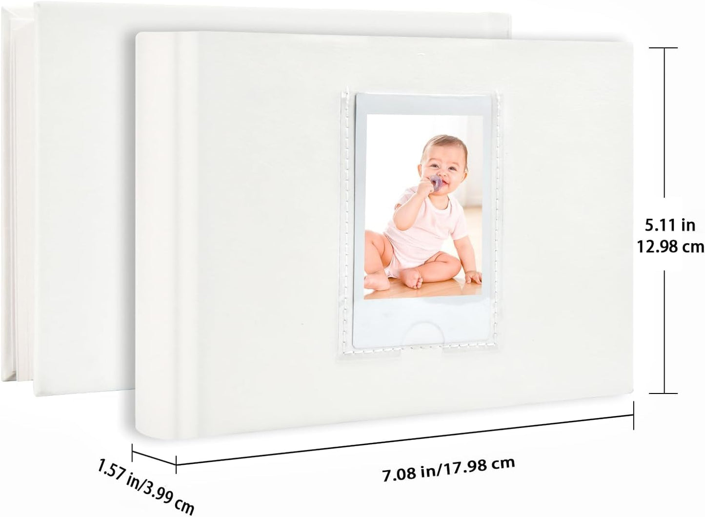 64 Pocket Mini Photo Album with Writing Space,Faux Leather Cover, Compatible with 2x3 Inch Polaroid Pictures and Fujifilm Instax Mini 12 11 9 99 8 7+ 40 Evo Instant Film(White)