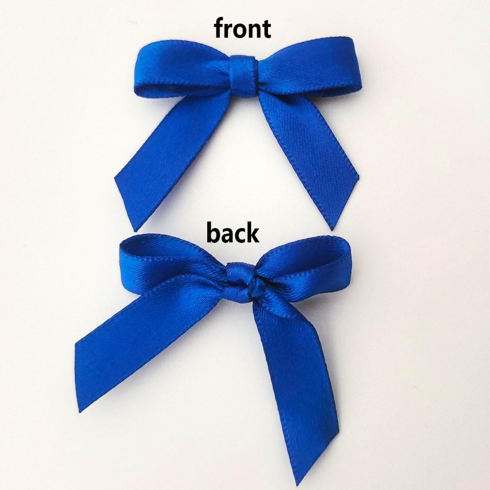 50pcs 1-1/2" Blue Satin Ribbon Bows Without Twist Ties for Gift Wrapping Packing Christmas Decoration (Blue)