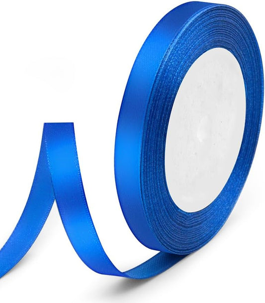3/8" x 25 Yards Satin Ribbon, Royal Blue Silk Ribbon Ideal for Gift Wrapping, Floral Bouquets, Crafts, Wedding Party Decorations, Christmas and Sewing Projects