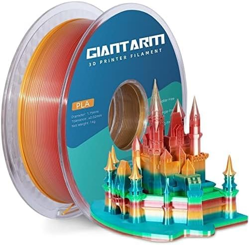 GIANTARM 3D Printer Filament,1.75mm Rainbow PLA Filament,Color Changing Filament 1kg Spool (2.2lbs),Muticolor Filament with Vacuum Packaging
