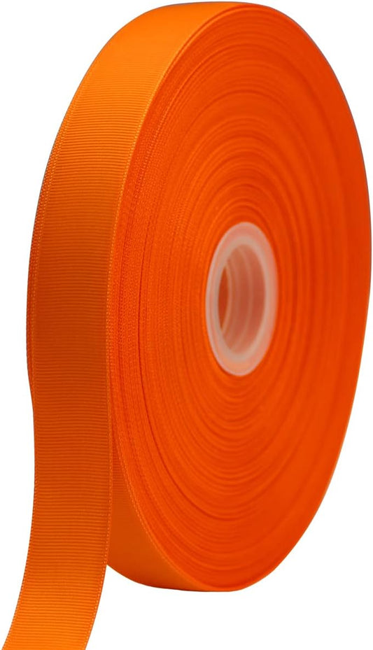 Jesep One Roll 100 Yards Soild Grosgrain Ribbon Boutique Gift Wrapping Package Ribbon, DIY Crafts Bow Hair Headband Accessories Assorted Ribbon #752 (1" 25mm, Orange)