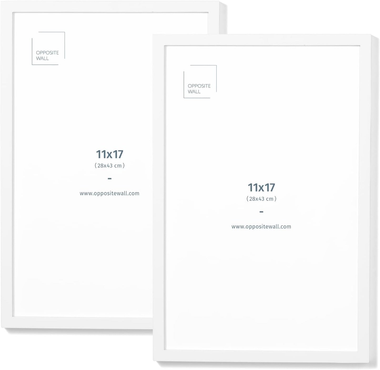 Opposite Wall - 11x17 in - White Solid Oak Wood Picture Frame - Lightweight, Versatile & Shatterproof - Wall Hanging Poster or Photo Frame - Wall Decor for Office, Gallery & Home - 2 Pack