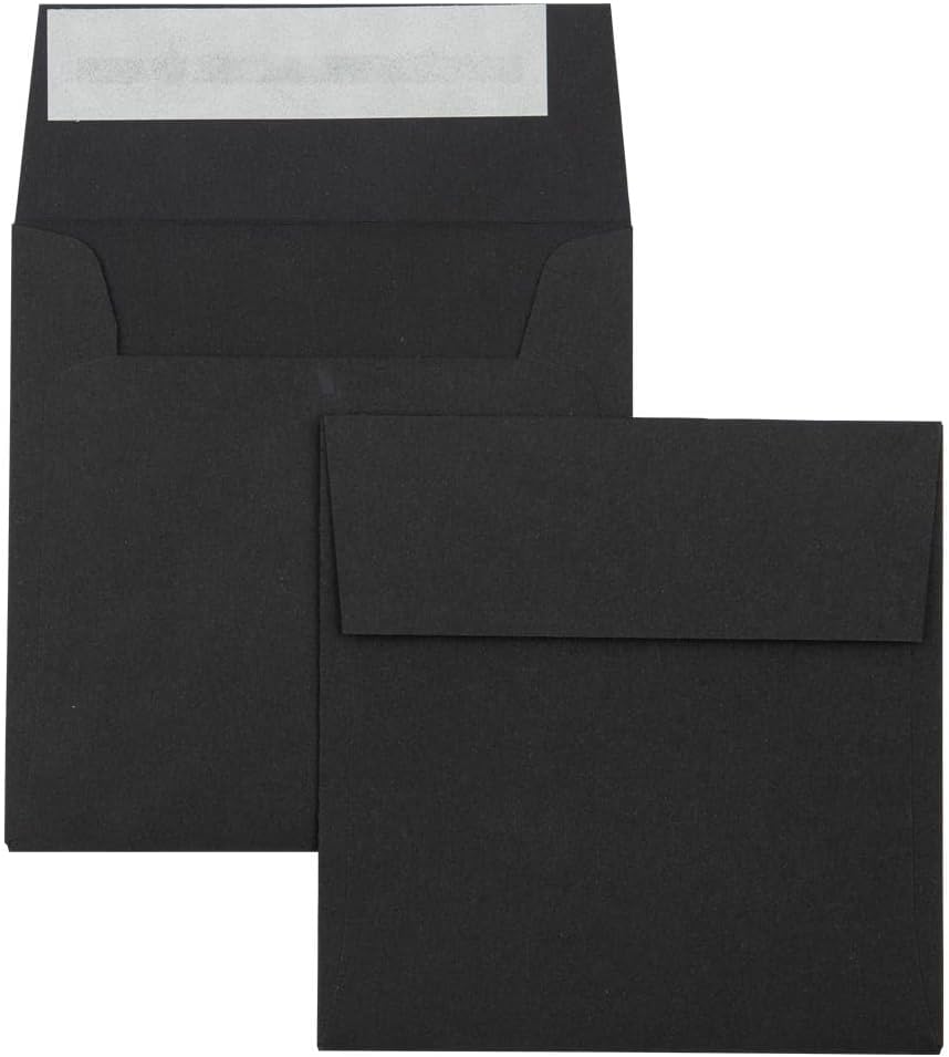 LUXPaper Square Invitation Envelopes | Peel & Press | 3 1/4" x 3 1/4" | Midnight Black | 80lb. Text | 50 Qty