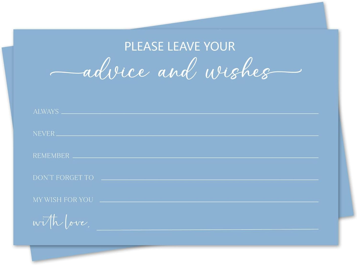 Bule Advice and Wishes Card, Advice Cards for The Bride and Groom, Bridal Shower,Wedding or Baby Shower, Birthday, Graduation, Retirement, Guestbook - 25 Cards -02
