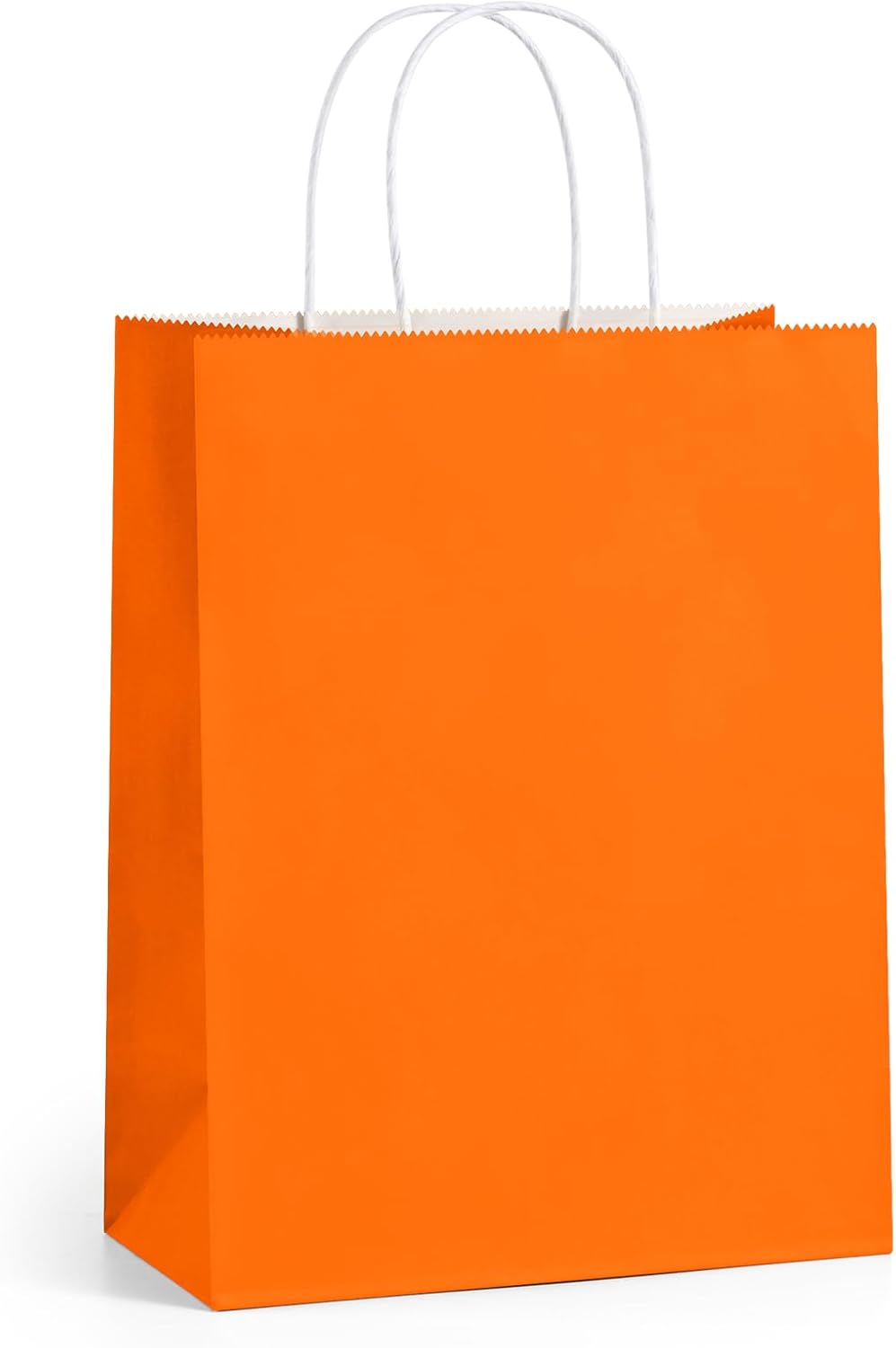 BagDream 8x4.25x10.5 Inch 100Pcs Orange Gift Bags Medium Size, Kraft Paper Bags with Handles Bulk for Halloween, Sporting Party Favors, Fall Festivals, Wedding, Retail, Grocery