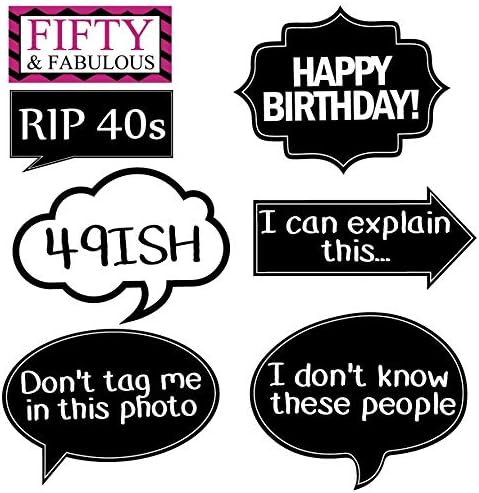 50th Birthday Photo Booth Party Props - 40 Pieces - Funny 50th Birthday Party Supplies, Decorations and Favors