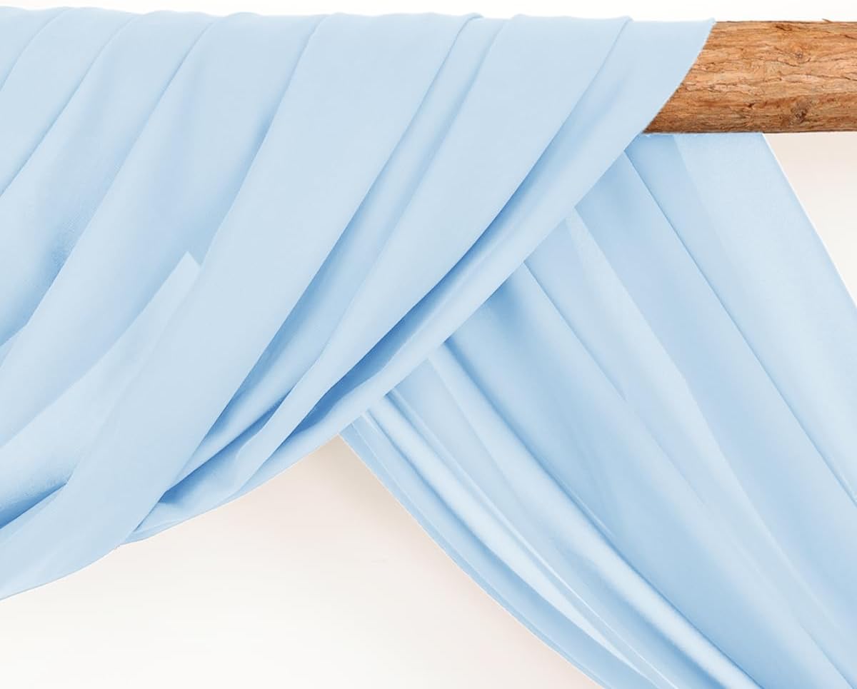 Wedding Arch Draping Fabric 1 Panel 30'' x 18FT Baby Blue Sheer Chiffon Arch Drapery for Photo Booth Bridal Shower Baby Shower Church Decor Newborn Photography Christening Outdoor Party