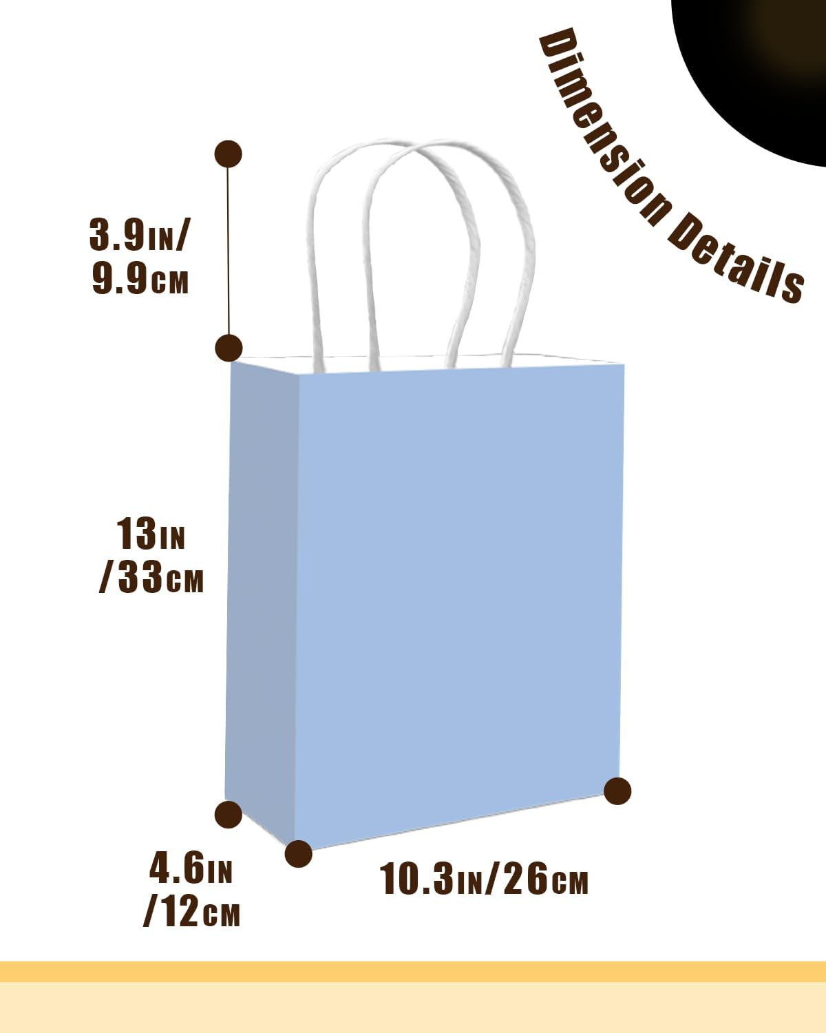 qiqee 100PCS Gift Bag with Handles Bulk Light Blue Paper Bags Multiple Uses (13''x5 x10 inch Large Size)