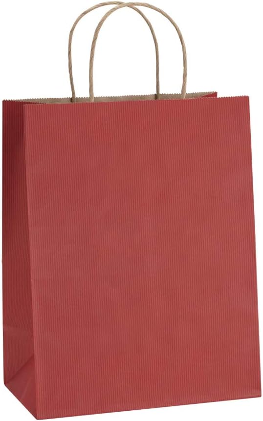 BagDream Gift Bags 8x4.25x10.5 50Pcs Red Kraft Paper Bags with Handles Bulk, for Shopping, Retail, Merchandise, Party Favor, Gifts, Business, Recycled Kraft Paper Sacks