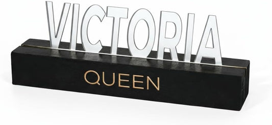 Personalized Silver Desk Name Plate – Custom Engraved Name Sign with Black Beech tree Base – Modern Office Name Tag Gift for Boss, Teacher, Coworker, or Professional – Handmade Desktop Decor