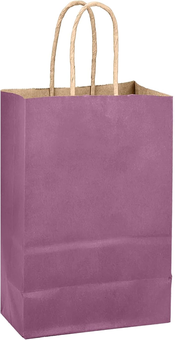 qiqee Purplish Red Gift Bag with Handles Bulk 24Pcs Paper Bags -8.3"x6"x3. 15" Party Favor Bags - Solid Color