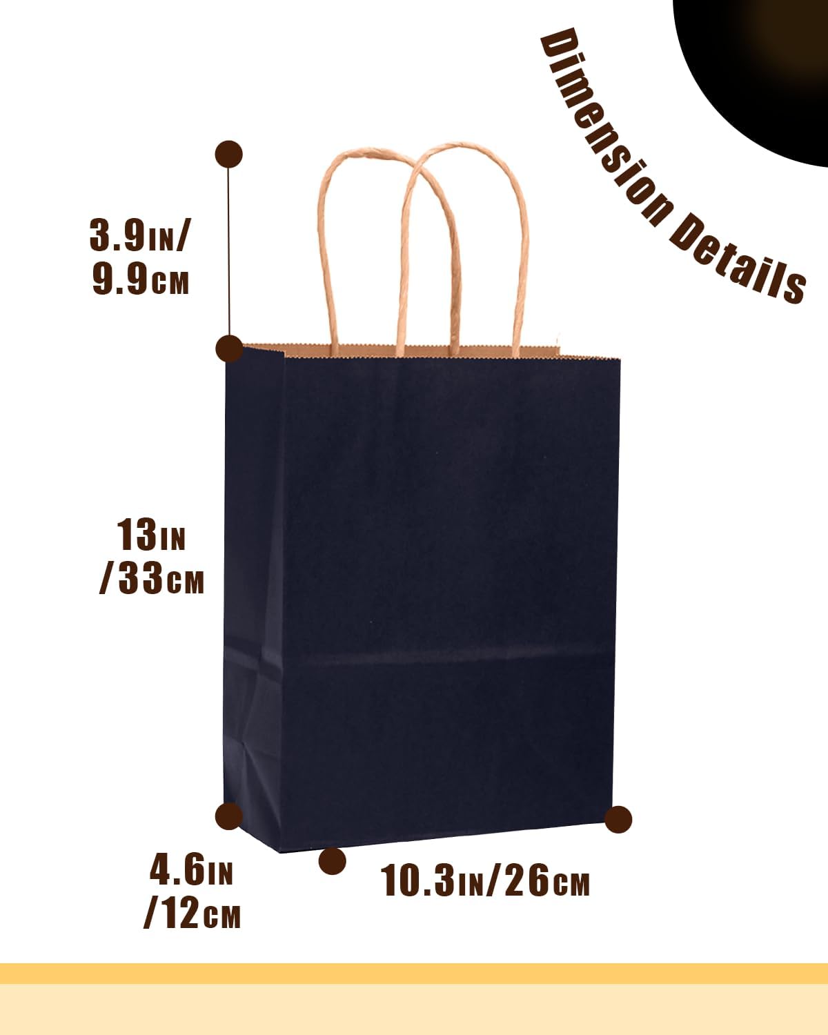 qiqee 100PCS Gift Bag with Handles Bulk Kraft Navy Blue Paper Bags Multiple Uses (13"x10.3"x4.6"- Large Size)