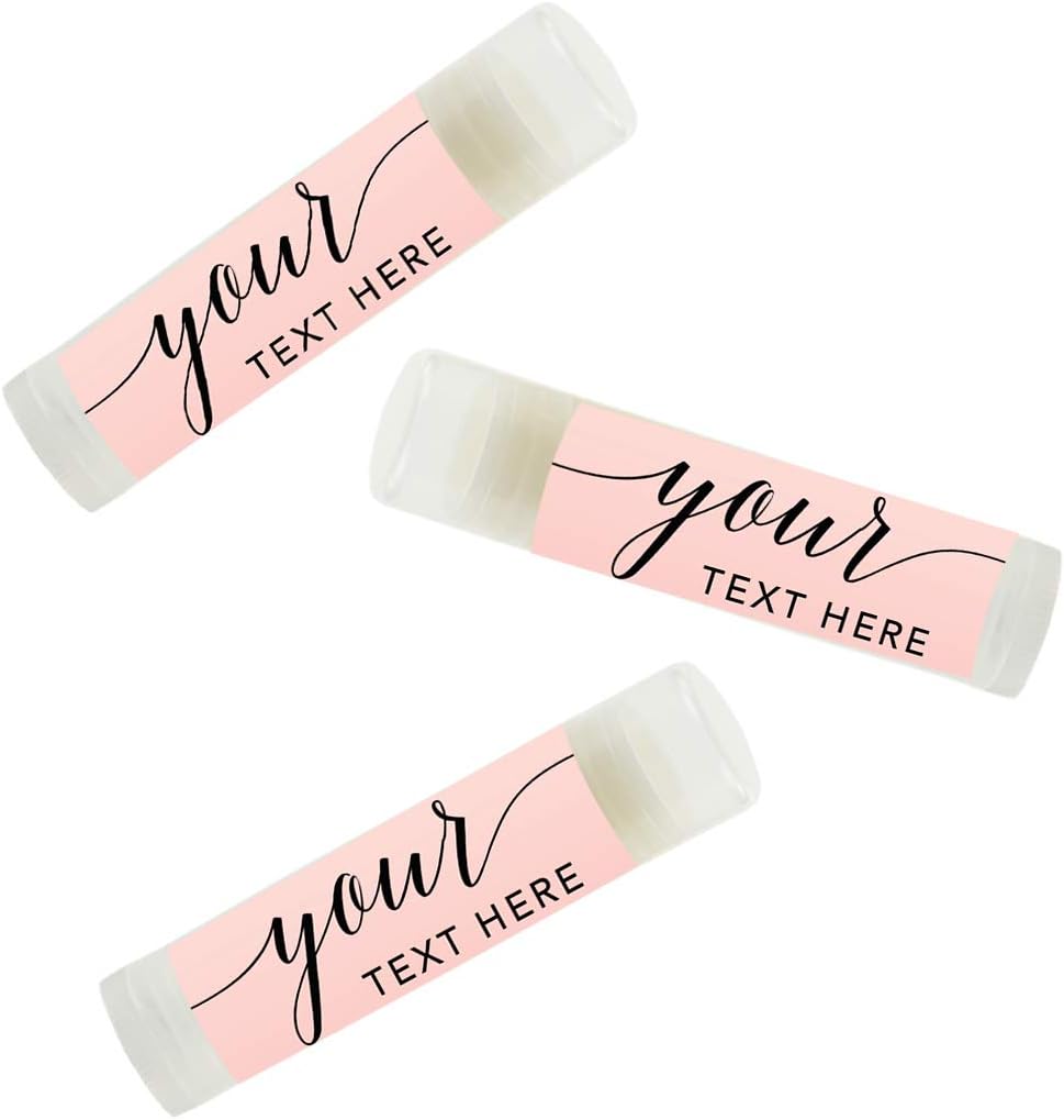 Andaz Press Personalized Blush Pink Rose Elegant Party, Lip Balm, Your Text Here, 12-Pack, Custom Party Favors Personalized Lip Balm Bulk Custom Lip Balm Stickers Labels Bachelorette Chapstick
