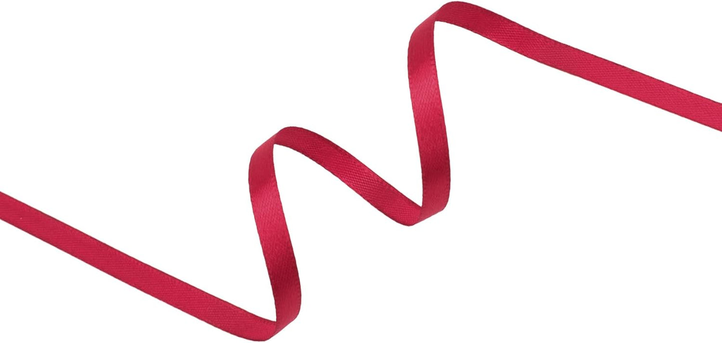 Scarlet Red Satin Ribbon 1/4 inch X Continuous 50 Yards, Single Face Polyester Ribbon Perfect for Gift Wrapping, Flower Bouquet, Wedding Decor, Crafts, Bow Making, Sewing and More