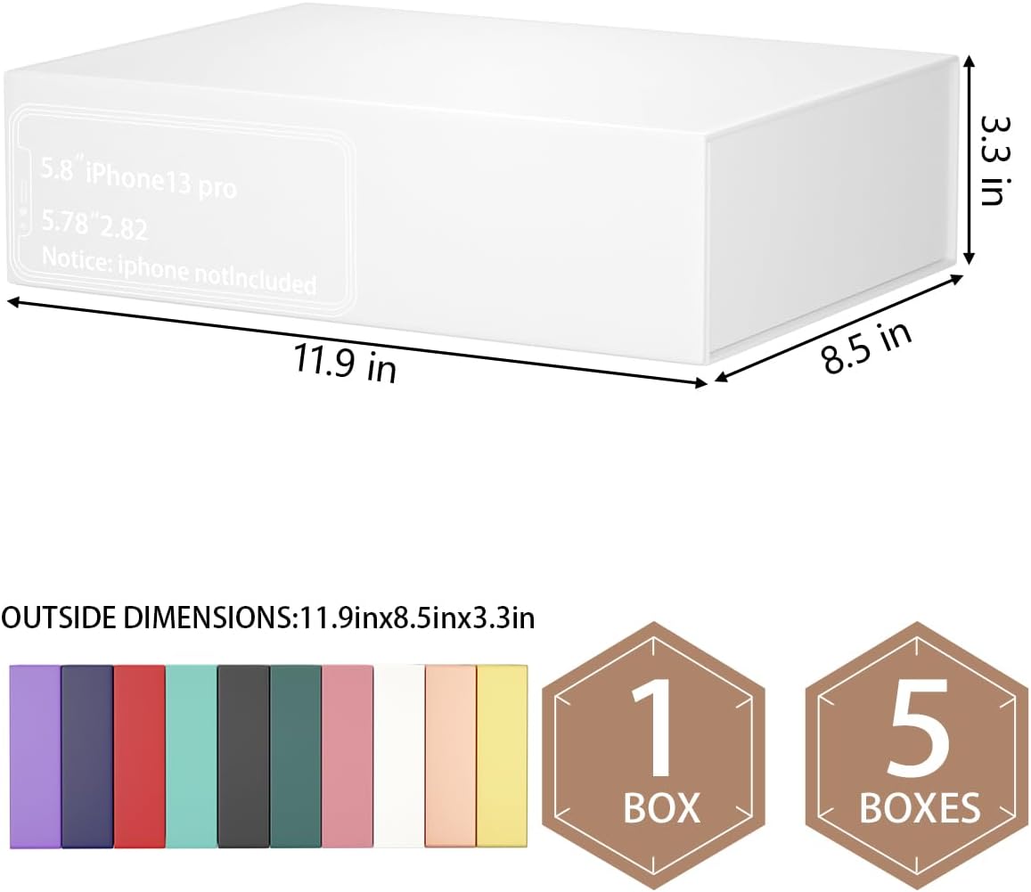 White Gift Boxes 11.9" x 8.5" x 3.3" with Magnetic Closure Lid Gift Box for Presents,Bridesmaid Gifts Boxe,Cute Boxes,Birthday Gift Box,Luxury for Gift Packaging, Magnetic Gift Boxe for Wrapping Gifts