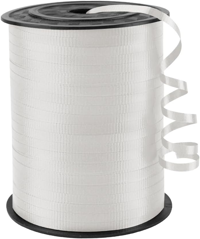KMER LIFE White Crimped Curling Ribbon, 1/5" Wide x 500 Yards Christmas Curling Ribbons for Gift Wrapping, Party Decoration, Balloon String, Crafting, Balloon Ribbons for Florist Flower (1 Roll)