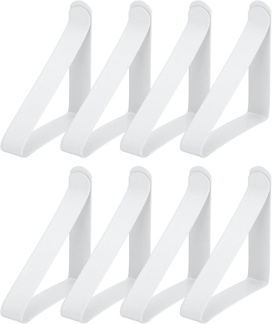 uxcell 8 Pack Tablecloth Clips, Stainless Steel Table Cloth Cover Clamps, 2.56" x 2.68" Windproof Holder Clips for Home Party Picnic Wedding Camping Dining Tables, White