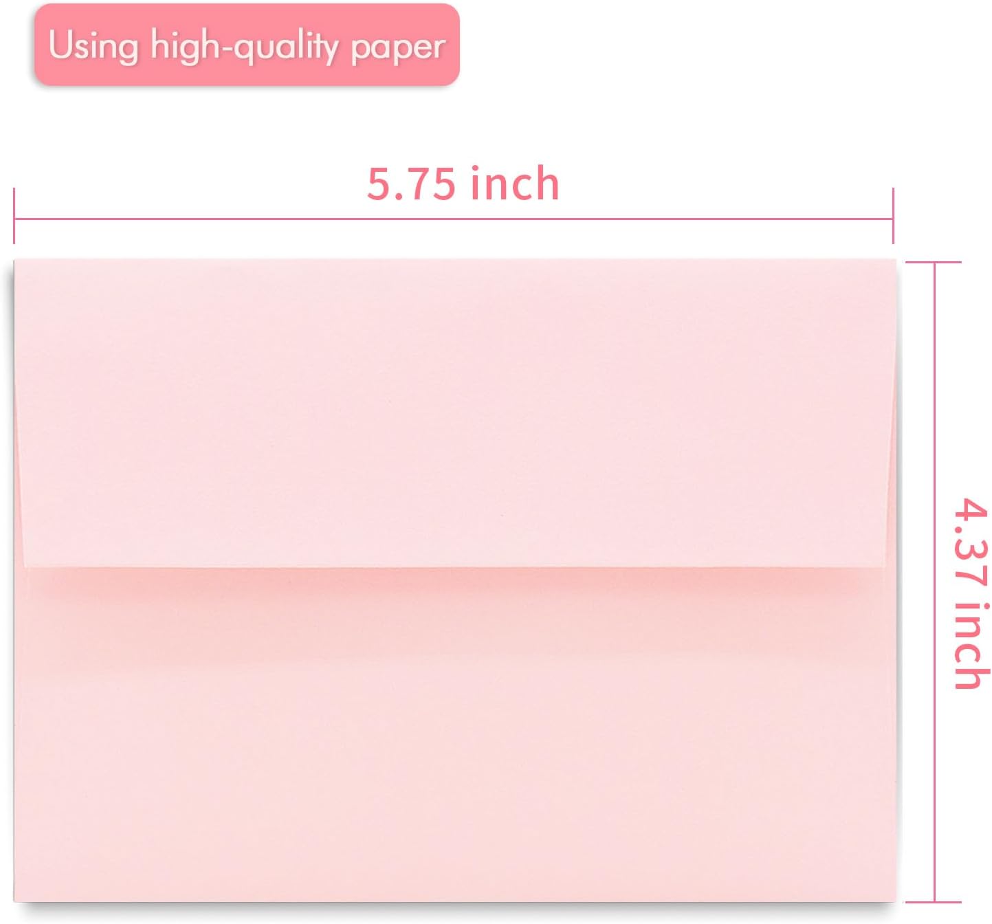 100 Pack A2 Pink Envelopes Self Sealing Adhesive Perfect for Weddings, RSVP, Invitations, Baby Shower,Greeting Cards,Announcements, Thank You Notes| A2(4.375 x5.75 Inches)