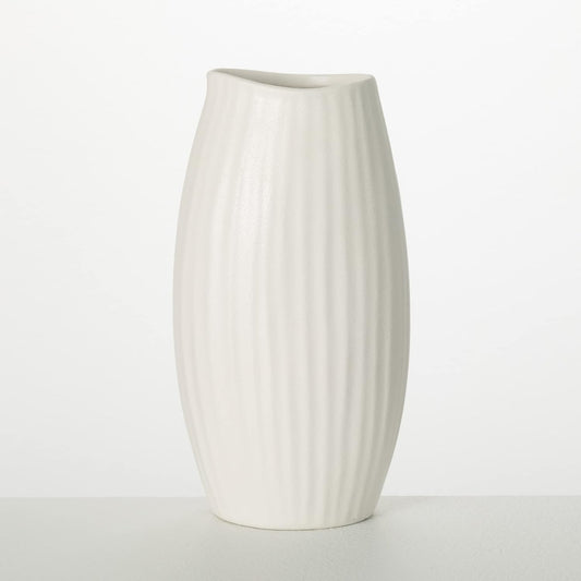 Sullivans Ceramic Textured White Vase, 9" Tall Flower Vase for Modern Home Décor, Minimalist Decoration for Shelf and Table, and Centerpiece, Living Room, Bedroom, Kitchen, and Office Décor (CM3115)