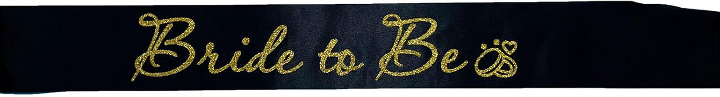 Black Bride to Be Sash for Bridal Shower Bachelorette Party Wedding Hen Party Decorations Engagement Gifts Favors Miss to Mrs Sash with Glitter Letter Gold